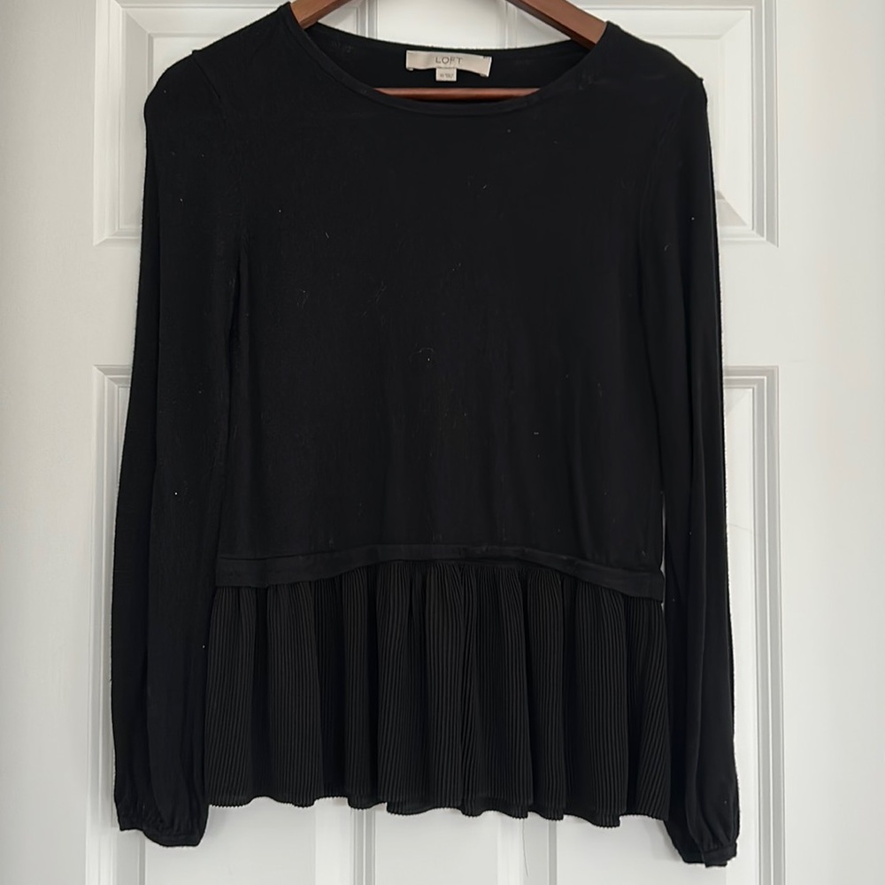 Loft Peplum Sweater Black XS